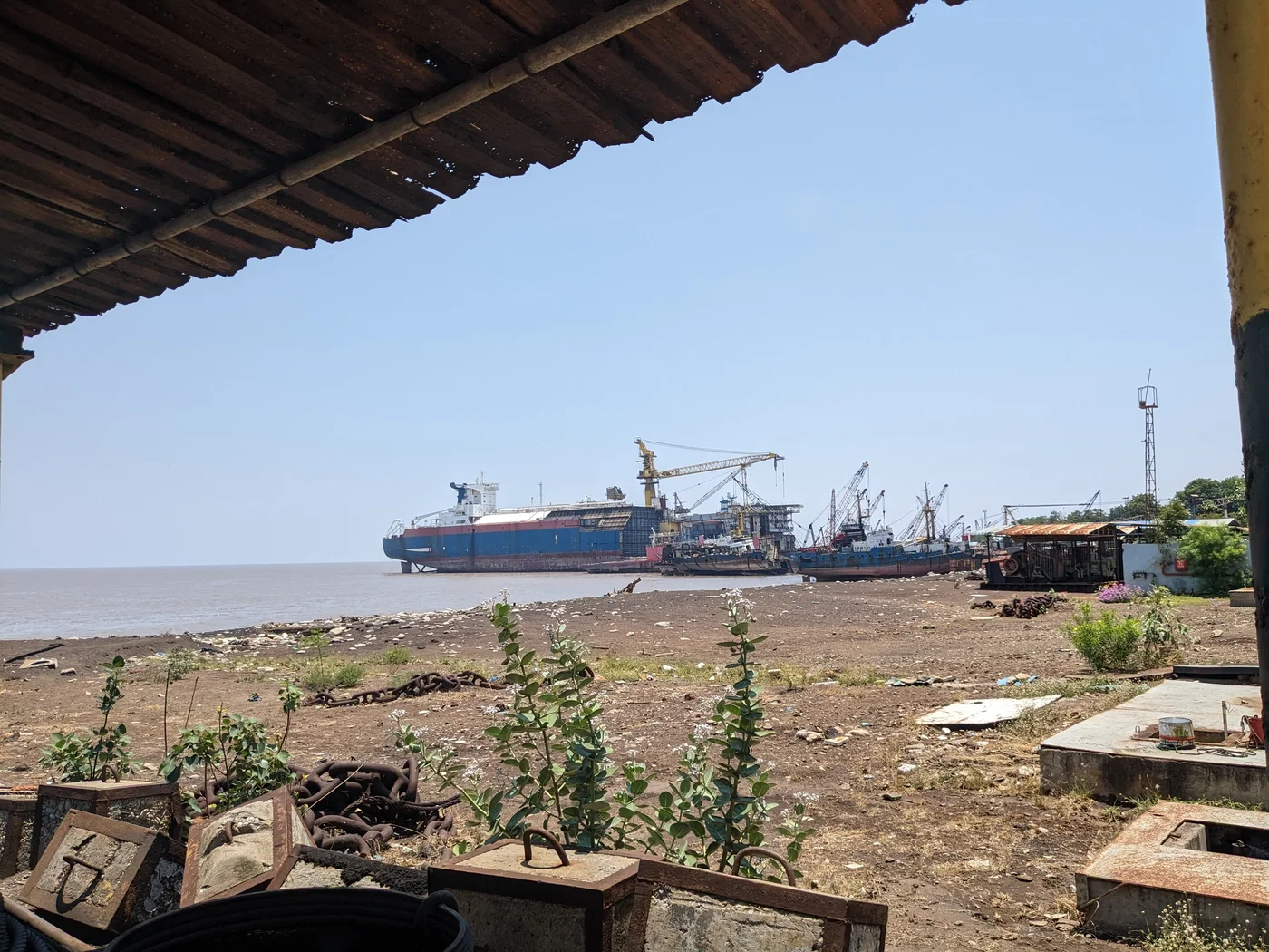 Ships being dismantled along the Alang shoreline in Gujarat, India