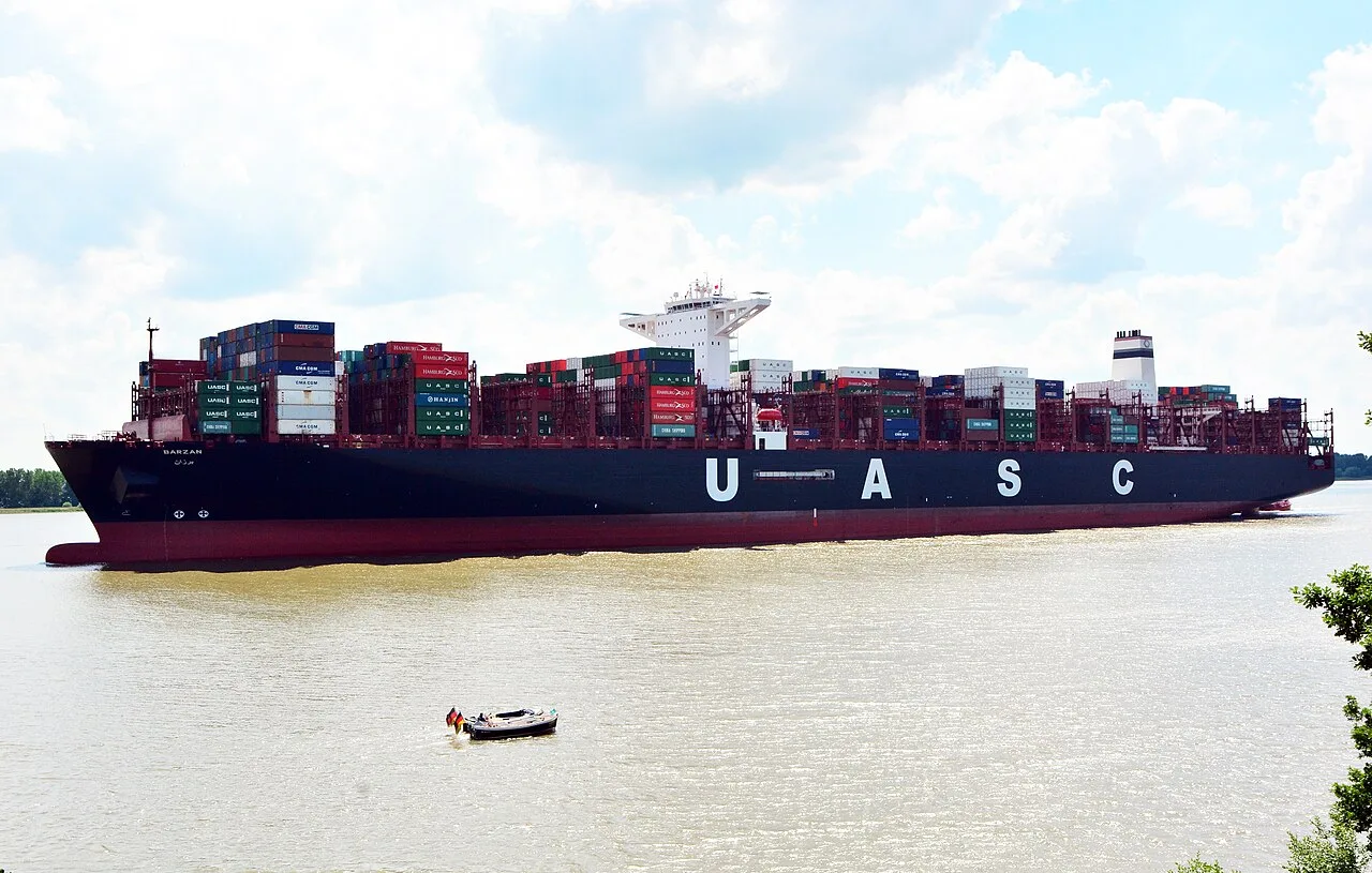 Barzan on the Elbe near Wedel, in its earlier UASC livery.