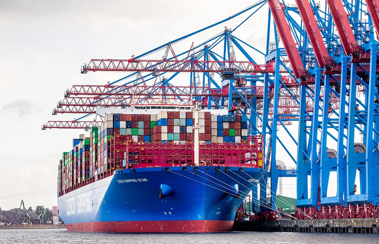 COSCO Shipping Star at Container Terminal Tollerort, Hamburg.