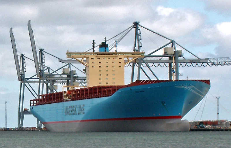 Emma Maersk at Aarhus on 5 September 2006..