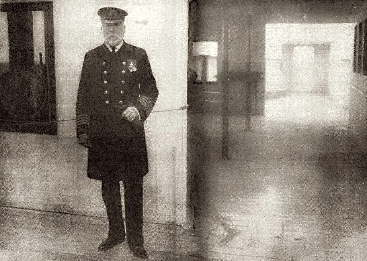 Captain Edward John Smith on Titanic’s bridge, photographed on 10 April 1912..